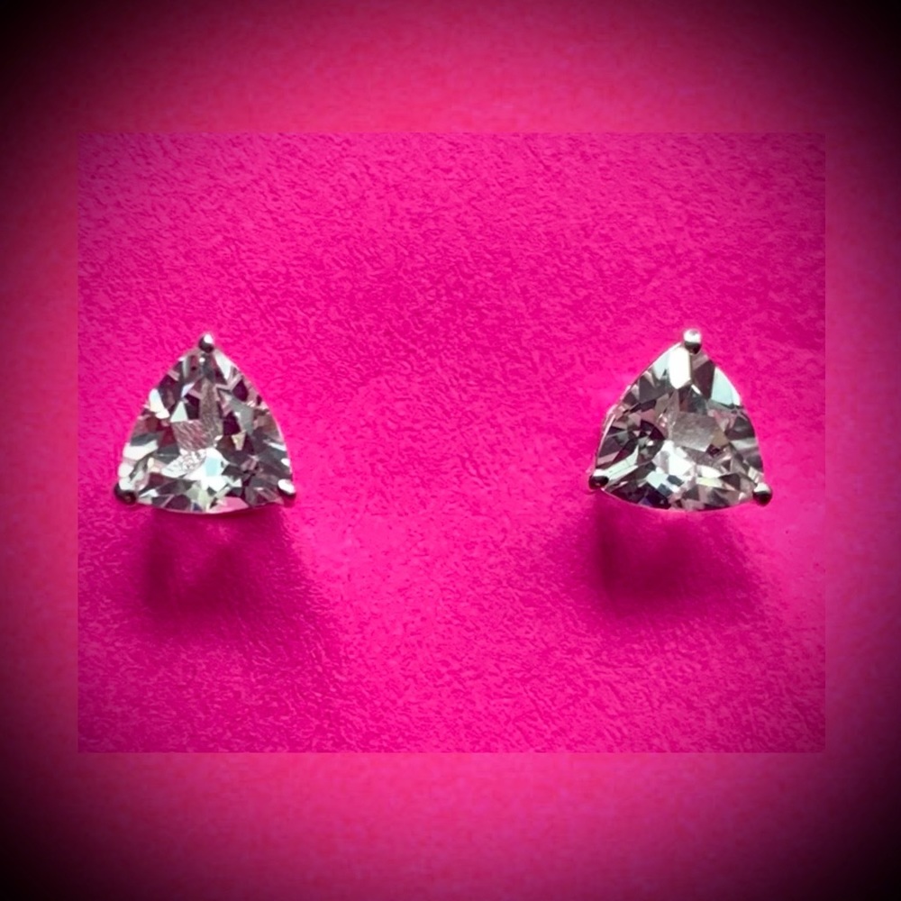 Sterling silver trillion cut CZ studs earrings vintage
